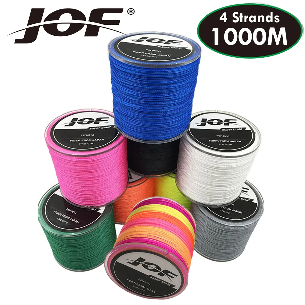 

JOF Fishing Line 4 Strands PE Braided 1000M Multifilament Rope Carpfishing Carp Japan Multicolor Weave Strong Fishing Braid Line