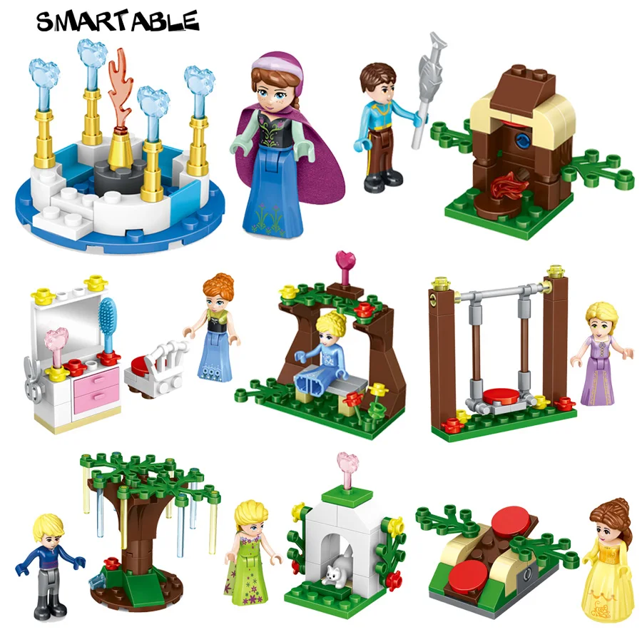 Smartable 8pcs girls Building Blocks Princess Anna Elsa Kristoff Hans Figure font b toys b font