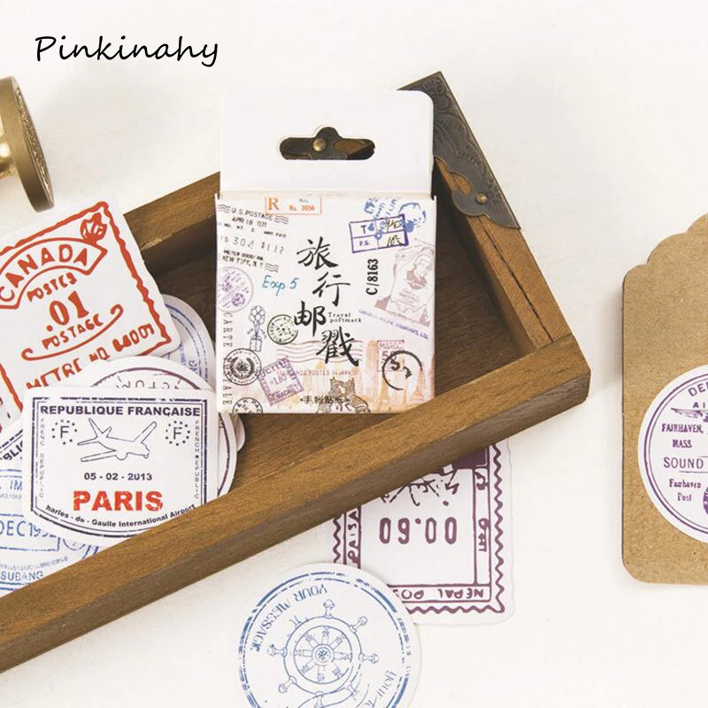 

45 pcs/lot Vintage travel postmark mini paper sticker decoration DIY ablum diary scrapbooking label sticker kawaii stationery