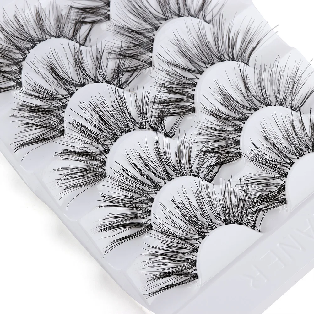 

5 Pairs Long Wispy False Eyelashes Natural Black False Eyelashes Full Strip Lashes Handmade Eye Makeup Tools