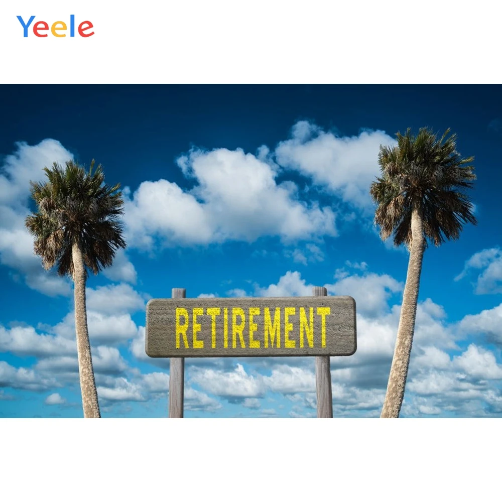 

Yeele Photography Backdrops Street Sign Retirement Party Sky Photographic Backgrounds Vacation Coconut Trees For Photos Studio