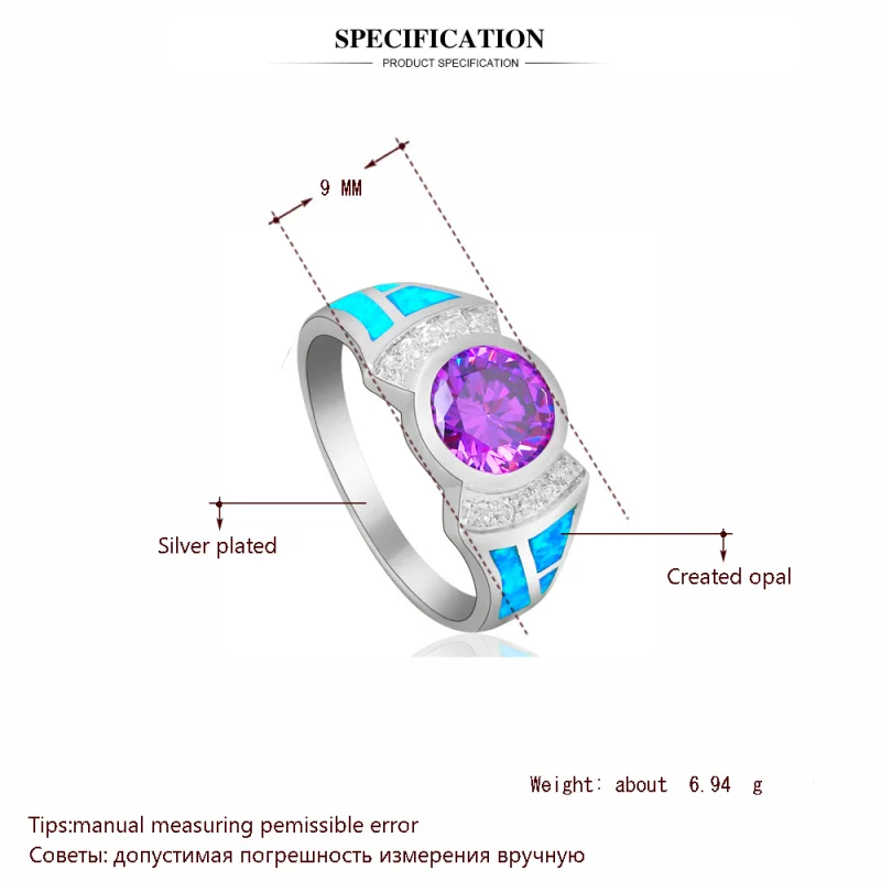 Модные кольца опал FINA Jewelry Для женщин Синий огненный Серебро Наложение