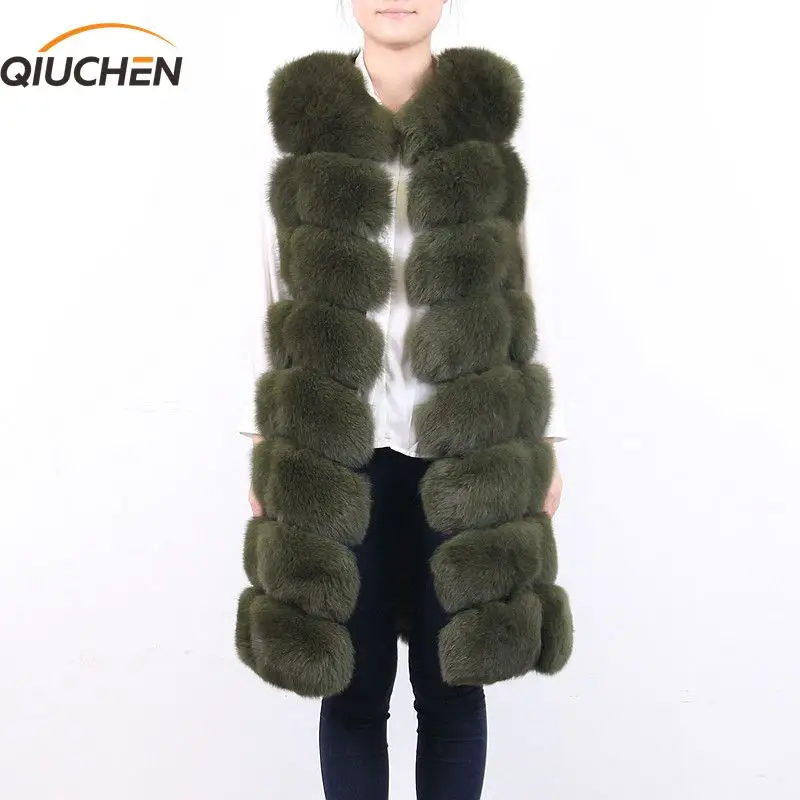 QIUCHEN PJ8032 2018 NEW high quality length real fox fur
