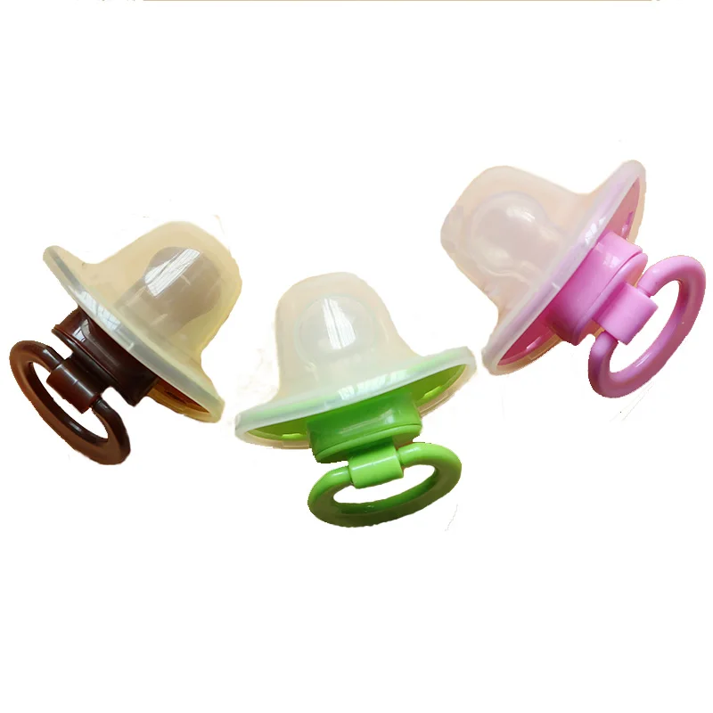 New Baby Feeding Silicone Pacifier Flat Nipple Teether Soother Ring Shape with Handle & Anti