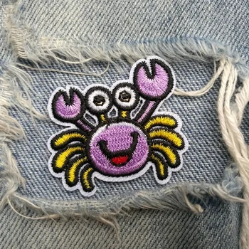 

1 PIC 4.0 * 3.6CM New Crab Badge Embroidered Cloth Decoration Computer Embroidered Seal Hat Package Patch