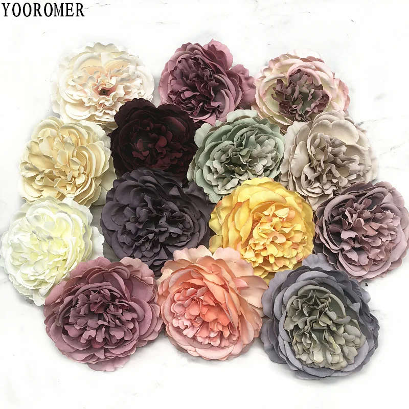 HINDJEF 5pieces 8cm Peony flower head silk Artificial Flowers For Wedding Decoration DIY Decorative Wreath Fake Flowe HINDJEF 5pieces 8cm Peony flower head silk Artificial Flowers For Wedding Decoration DIY Decorative Wreath Fake Flowe
