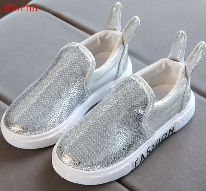 

Children Sneaker Sequin Rabbit Ear Girls Boys and girls Flats casual Shoes Slip On Princess Shoes