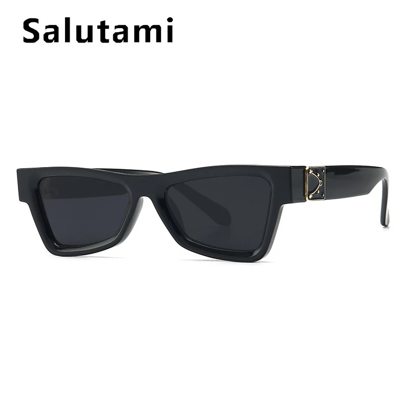 Черные и белые солнцезащитные очки "кошачий глаз" для мужчин и женщин, роскошные брендовые солнцезащитные очки с бантом в стиле Рианны, мужские винтажные маленькие оттенки - Цвет линз: black black gray