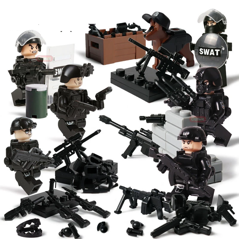 Military Series Army WW2 Soldier Model Building Blocks Set Weapon Special Force SWAT Gun LegoINGlys Military Figures Toys Gift 