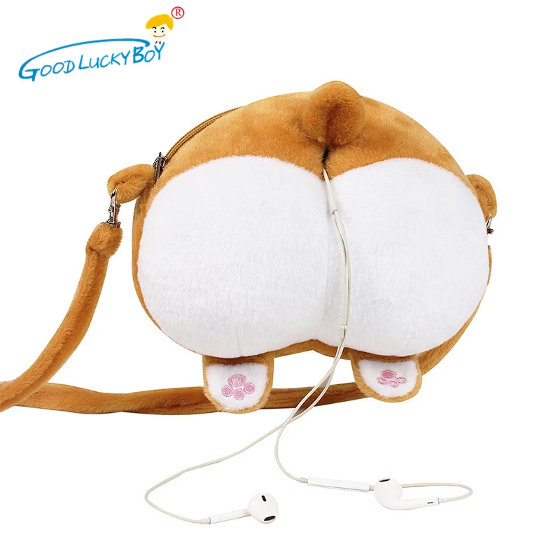 

New Cute Pet Dog Butt Plush Corgi Butt CrossBody Coin Purse Animal Plush Backpack Creative Corgi handbag Girl's Bag Kawaii Toys