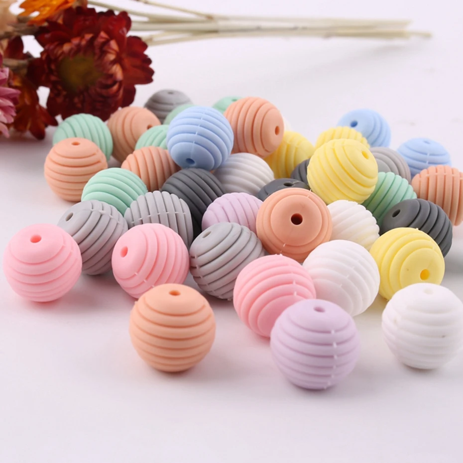 

10pcs Baby Teether Thread Food Grade Silicone Beads Baby Silicone Teethers Tiny Rod Spiral Beads DIY Pacifier Chain Pendant