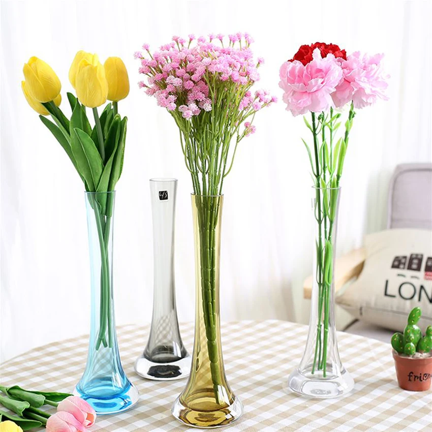 

Modern Creative colorful Glass Vase Iron tower Vase Stained glass Transparent Vases Home Wedding Decoration Vase