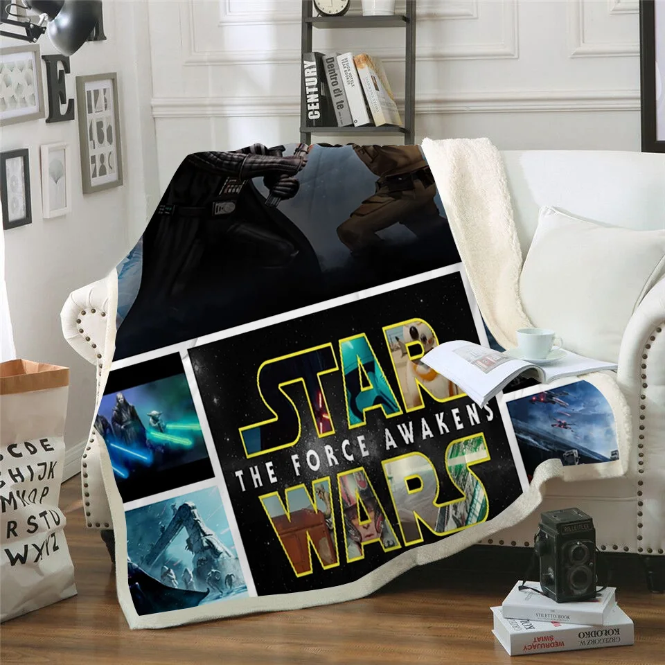 Звездные войны одеяло плюшевые The Force Awakens принт шерпа флисовое покрывало одеяло синий пледы одеяла для кровати диван
