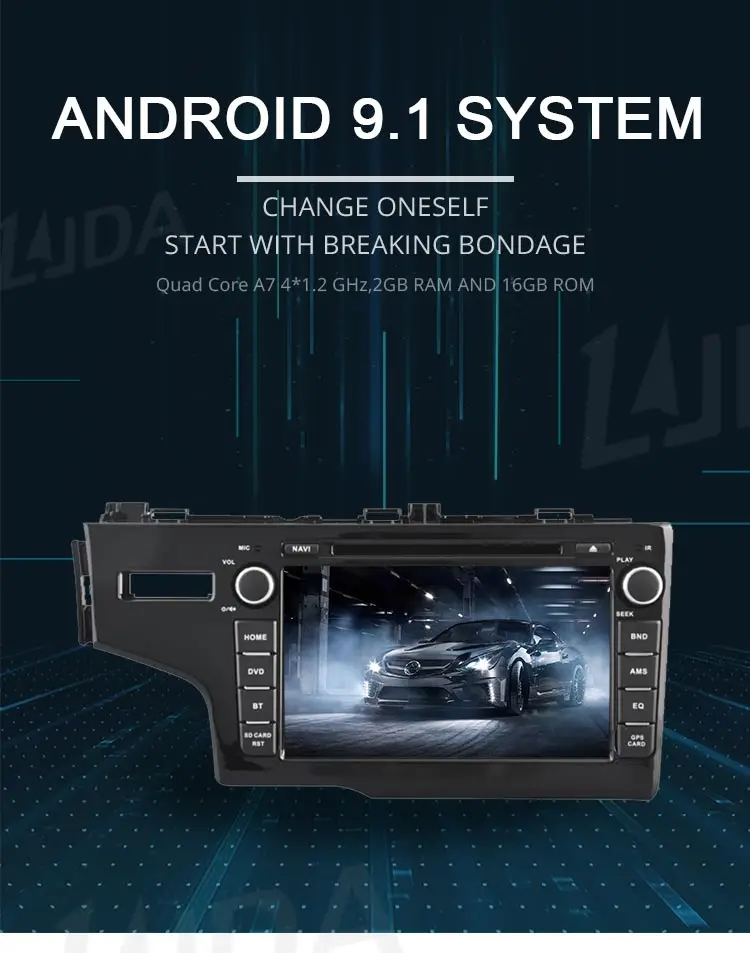 Best LJDA 1Din Android 9.1 Car Radio For Honda JAZZ FIT 2014 2015 WIFI Car Multimedia Player Stereo GPS Navigation DVD IPS Auto Audio 1