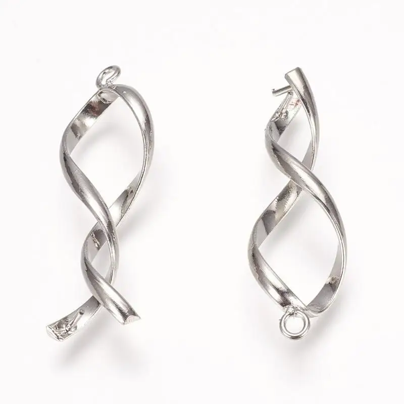 

10pcs/lot 35x11x5mm Platinum Twist Brass Ice Pick & Pinch Bails Pendant Clips Clasp Hook Jewelry Findings Accessories hole:1.5mm
