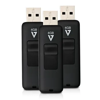 

V7 VF24GAR-3PK-3E, 4 GB, USB Type-A, 2.0, 12 MB/s, Slide, Black