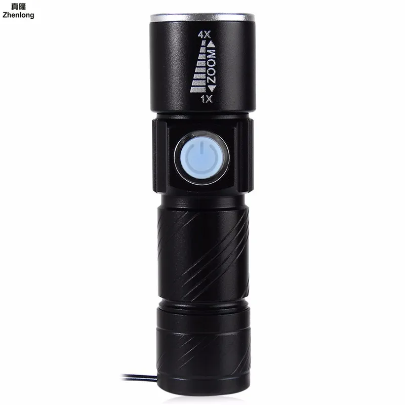

USB LED Flashlight Handy Rechargeable LED Highlight Torch Light Hunting Mini USB LED Lanterna 3 Modes Zoomable Torch for Camping