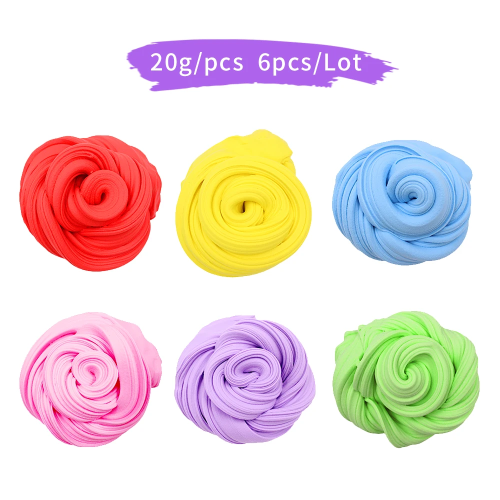 6PCS Toys Super Soft clay Slime Putty Stress Relief Scented Sludge Fluffy Putty Slime Mud