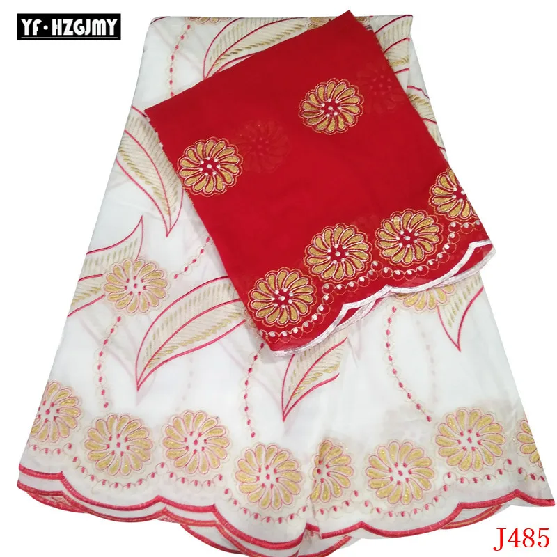 

YF HZGJMY Bazin Riche Getzner 2019 Red/White Indian Embroidery Cotton African Fabric Wholesale with Tulle Lace Set HA485