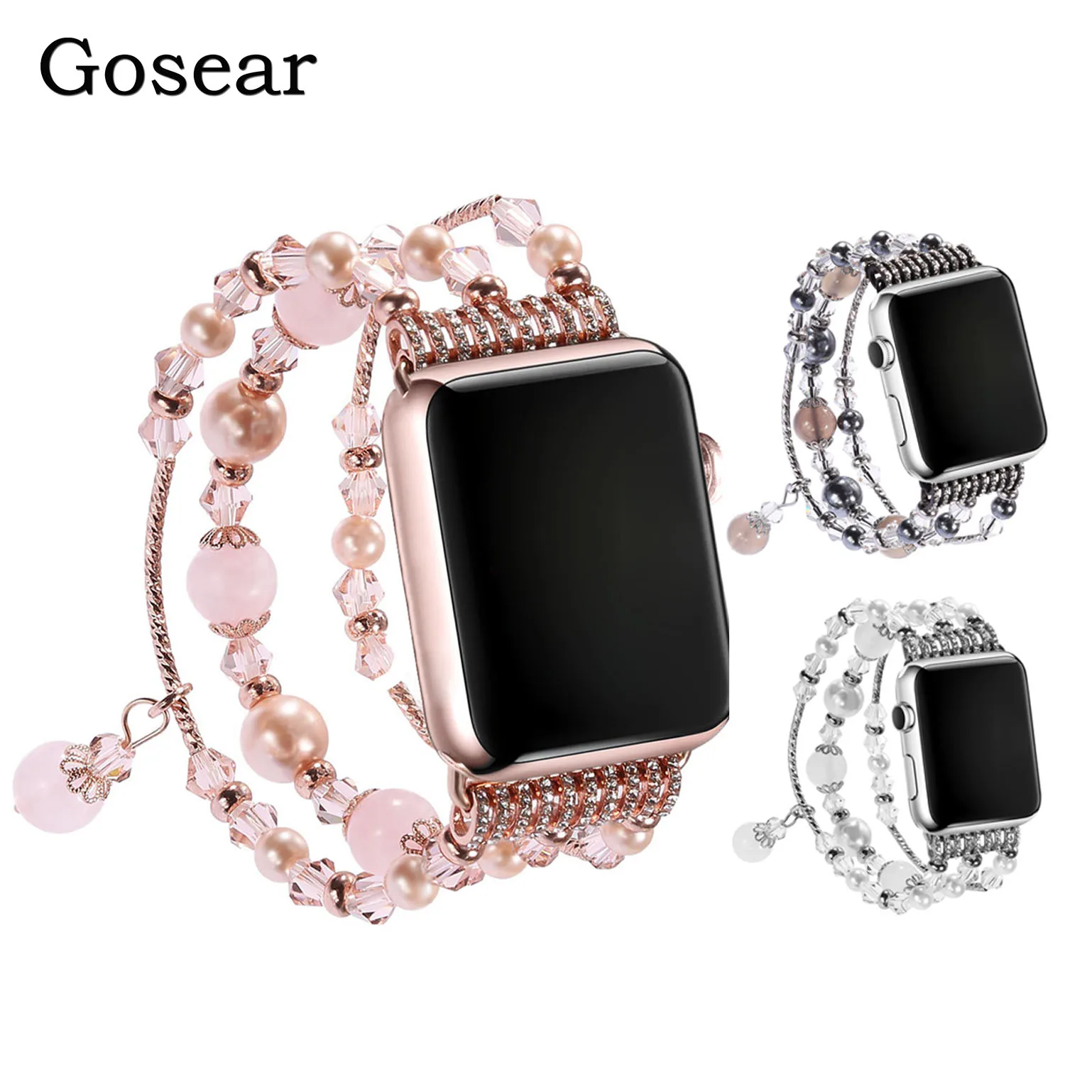 

Gosear Elegant Elastic Beaded Bracelet Wrist Belt Band Strap for Apple Watch iWatch i Wach iWach Series 1 2 3 4 38mm Gadgets