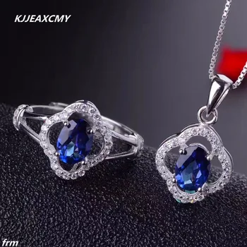 

KJJEAXCMY Fine jewelry Natural Topaz Set wholesale send chain 925 sterling silver live mouth Tanzanite Topaz color coating