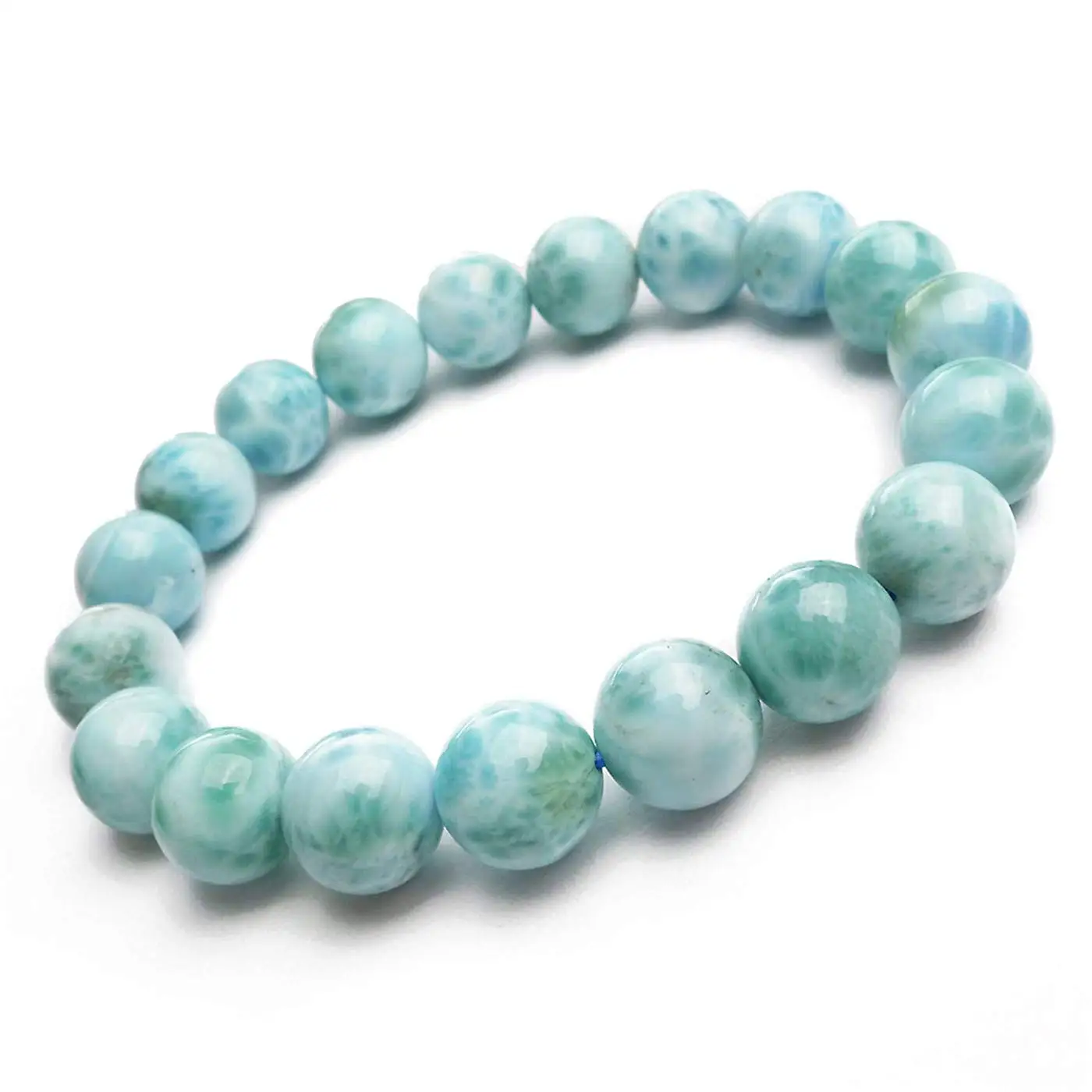 

10mm Natural Larimar Jewelry Bracelets for Women Men Gift Crystal Gemstone Water Pattern Blue Stone Round Beads Bracelet AAAA