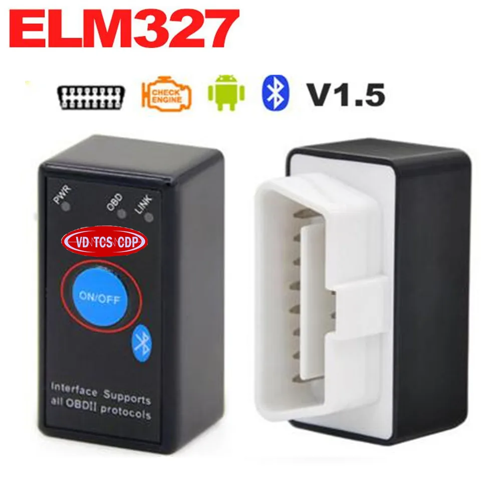 Недавно Мини ELM327 Bluetooth Мощность переключатель V1.5 черный Интерфейс работает на Android Крутящий момент ELM 327 OBD2 OBD II автомобиля диагностический