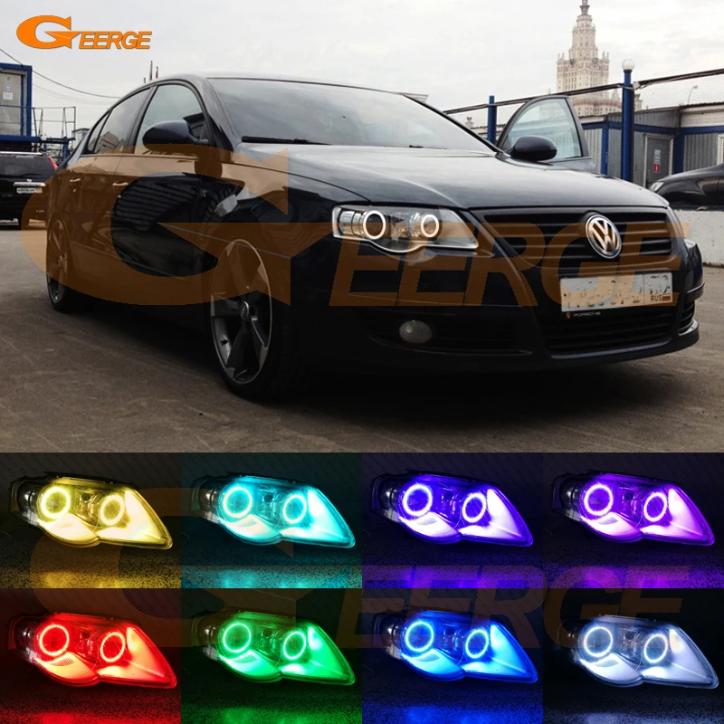 Для Volkswagen VW Пассат В6 Magotan 2006-2010 Ксеноновые фары Мульти-Цвет Ультра-яркий RGB из светодиодов Ангел глаза комплект Для Volkswagen VW Пассат В6 Magotan 2006-2010 Ксеноновые фары Мульти-Цвет Ультра-яркий RGB из светодиодов Ангел глаза комплект