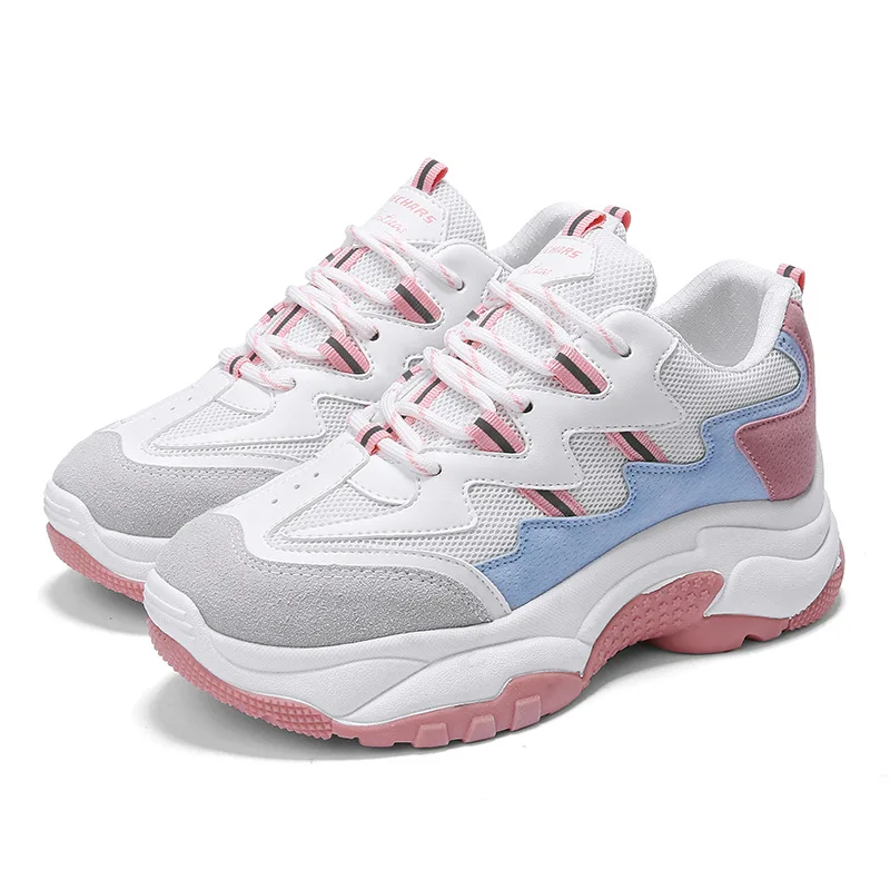 

2019 New Fashion Sneakers Breathable Causal Shoes For WomenChunky Sneakers Shoes Women Flats Platform Shoes Lace Up Ladies Shoes