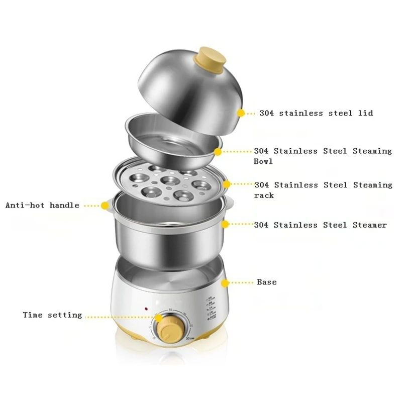 DMWD двойной Слои Нержавеющая сталь яйцеварка мультиварка яйцо пароход котел мини Мультиварки завтрак автоматического приготовления Мощность от 220 В