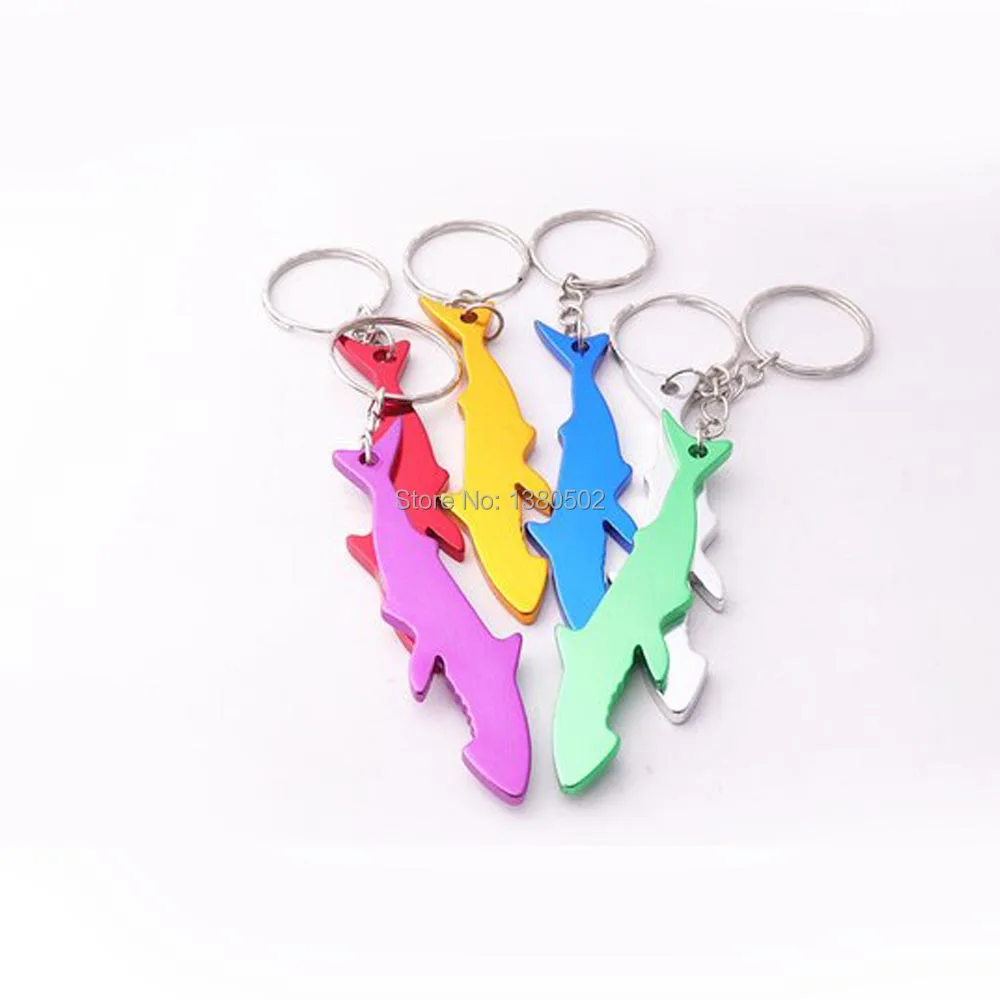 

2pcs/lot 75*19mm fish shape aluminum alloy bottle opener beer openers with key ring