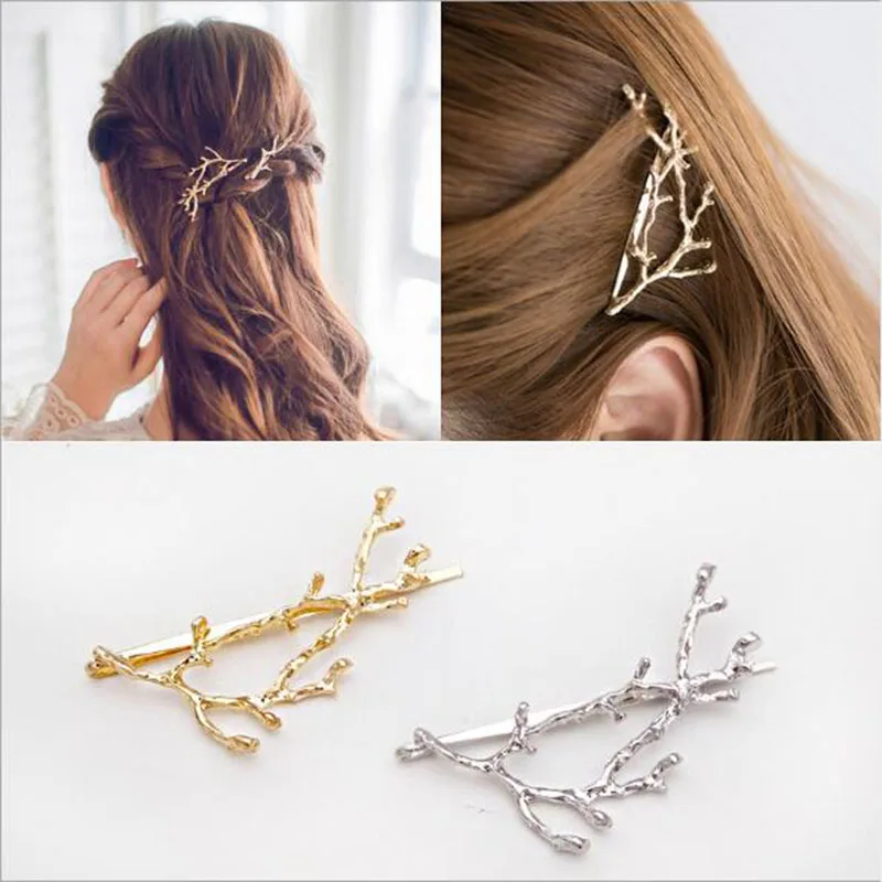 

2Pcs Branch Leaf Hairpin Metal Antler Pin Styling Tool Invisible Line No Hair Extension Secret Fish Line Wig Silky Straight Hair