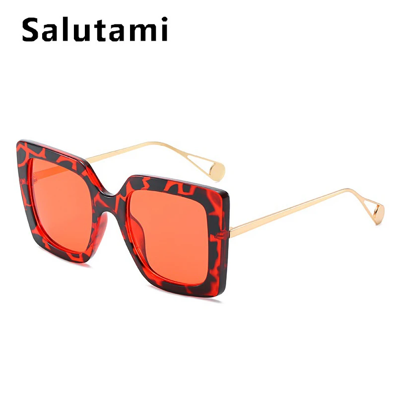 Большие Квадратные Солнцезащитные очки для женщин, шикарная леопардовая оправа, солнцезащитные очки для женщин,, роскошные Брендовые очки с принтом, черные прозрачные оттенки