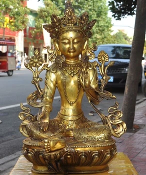 

Old tibet buddhism bronze gilt Green Tara kwan-yin GuanYin Goddess buddha statue
