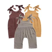Новые летние комбинезоны для малышей детские штаны с подтяжками, комбинезон для маленьких мальчиков девочек милый хлопок лен комбинезоны штаны для детей