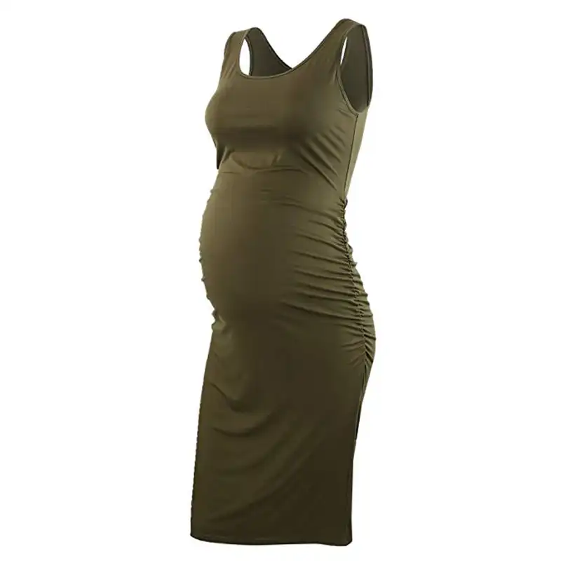 Liu /& Qu Maternity Sleeveless Tank Dress Slim Fit Gown for Pregnant Women