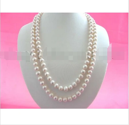 

48" Natural White 11mm Round Pearl Necklace14k!!^^^@^Noble style Natural Fine jewe SHIPPING (C0309)