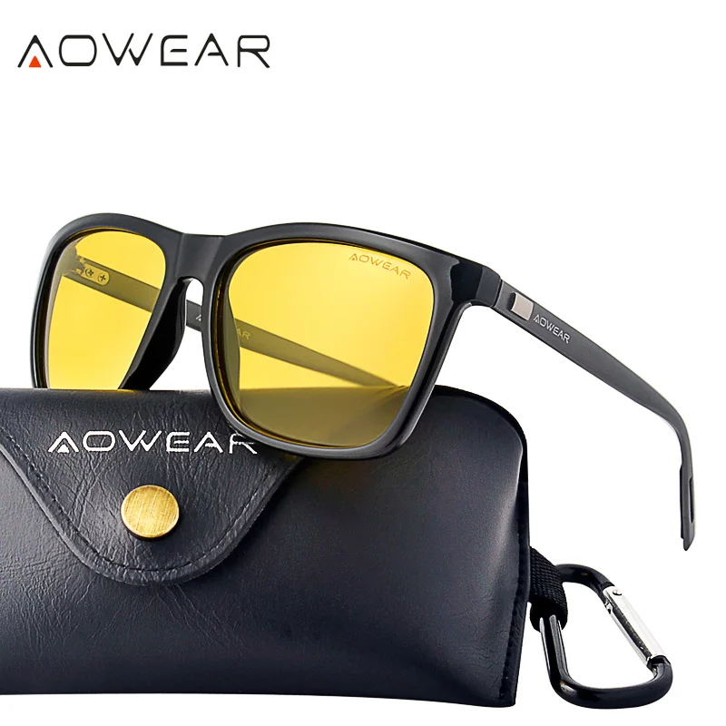 

AOWEAR Unisex Night Vision Glasses Male Polarized Yellow Sunglasses for Men Women Foggy Night Driving Sun Glasses oculos lentes