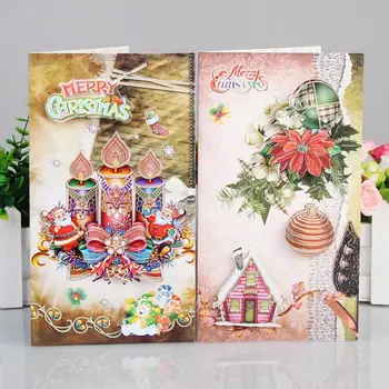 

10pcs/lot Creative Christmas Three-dimensional Pattern Paper Gift Card Blessing Message Card Holiday Greeting Card