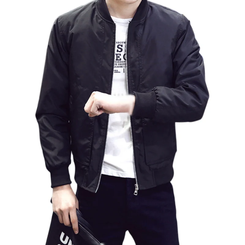 Stand Collar Bomber Jacket New Autumn Spring Men\'s Jackets Solid