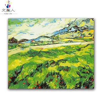 

diy oil painting by numbers Green of grass van gogh European famous paintings coloring numbers on canvas living room decoration