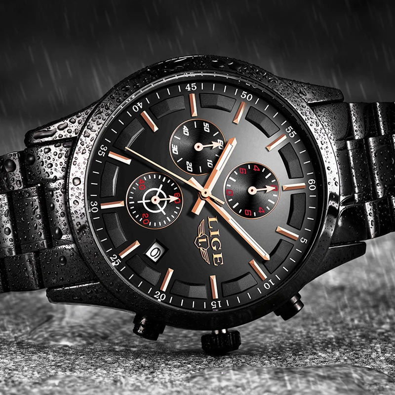 Relojes 2018 часы мужские LIGE модные спортивные кварцевые Топ бренд класса люкс Бизнес