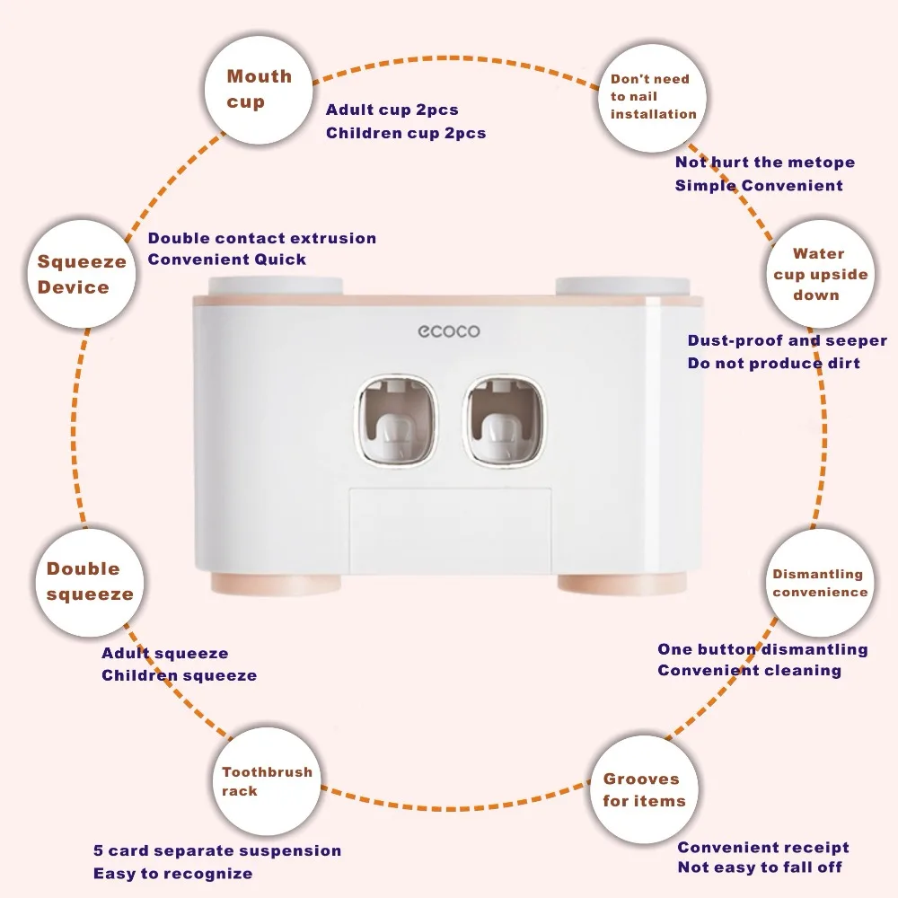 5 Racks Dust proof Toothbrush Holder with Cups Toothpaste Dispenser Automatic Toothpaste Squeezer Bathroom Accessories 4