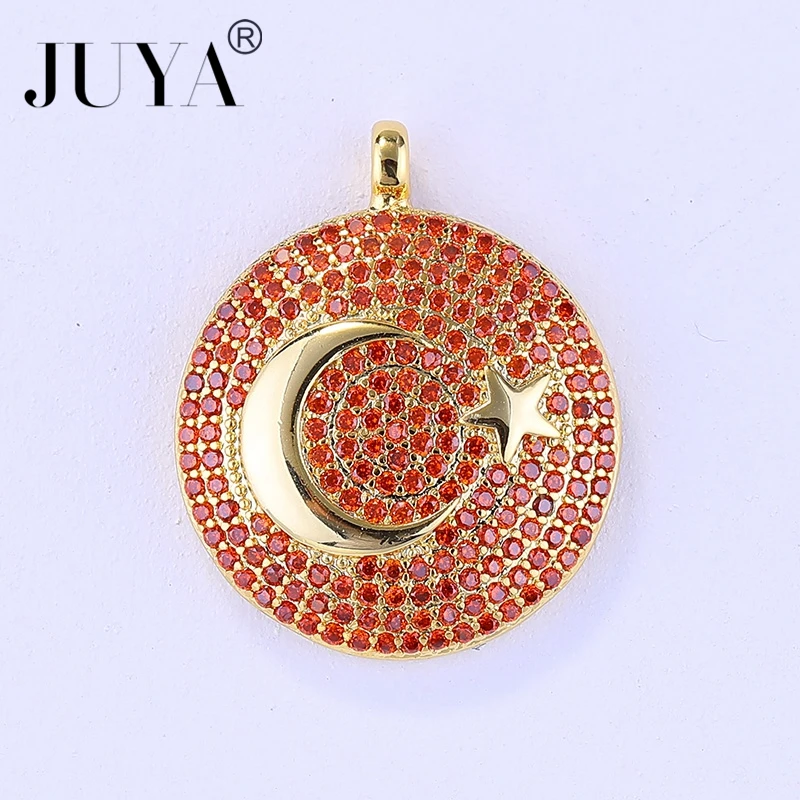 5pcs Wholesale Big Round Pendant Copper Inlaid AAA CZ Zircon Turkey