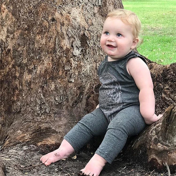 Newborn Baby Girl Romper Baby Boy Jumpsuit Clothes summer Print Sleeveless feather baby boy romper Age 0-24M 3T 4T (22)