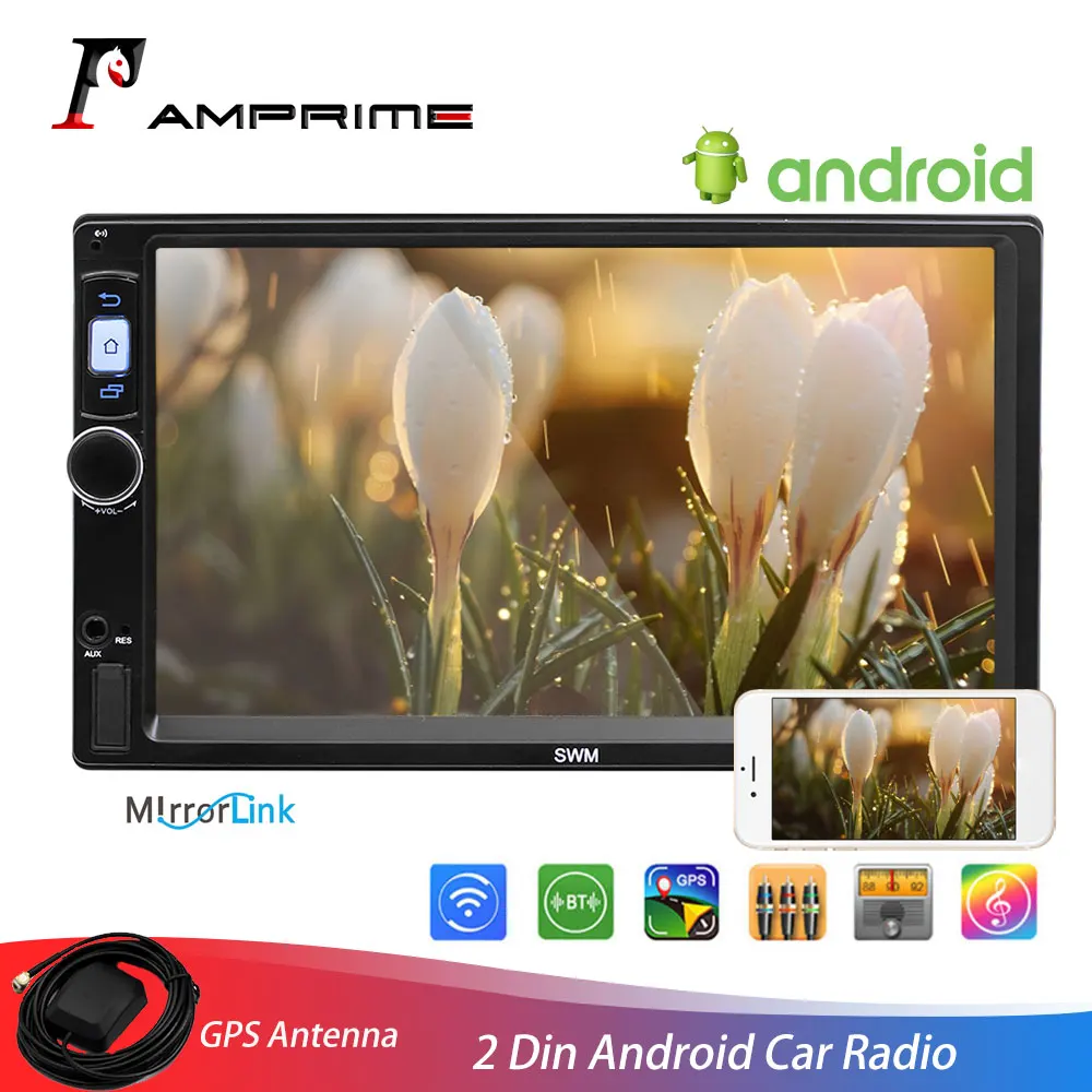 AMprime 2 Din Android Автомагнитола автомобильный мультимедийный плеер gps навигацией Wi Fi