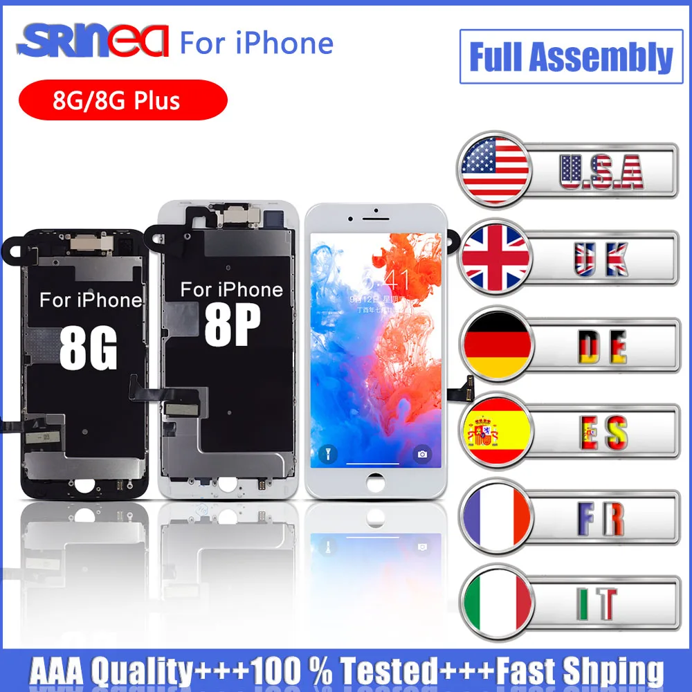 

AAA+++ LCD For iPhone 8 8G A1863 A1905 A1906 LCD Display 3D Touch Screen Full Set Digitizer Assembly Replacement Screen Tested