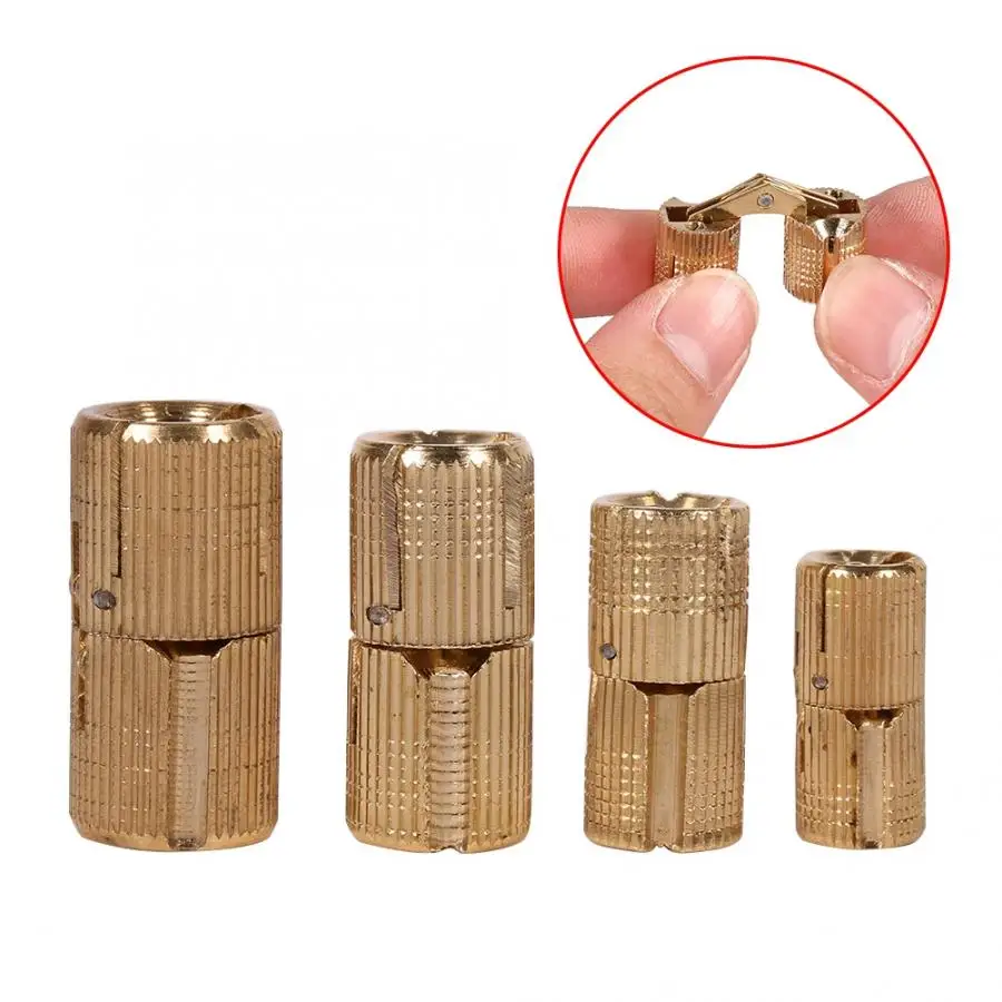 

4Pcs/Pack Copper Hinge Cabinet Door Concealed Barrel Hinge for Worktops DIY Project Hinges 10/12/14/16mm Optional