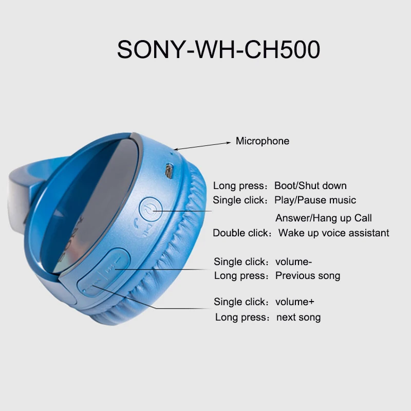 Беспроводная гарнитура Sony WH CH500/Bluetooth наушники с регулятором громкости стерео бас