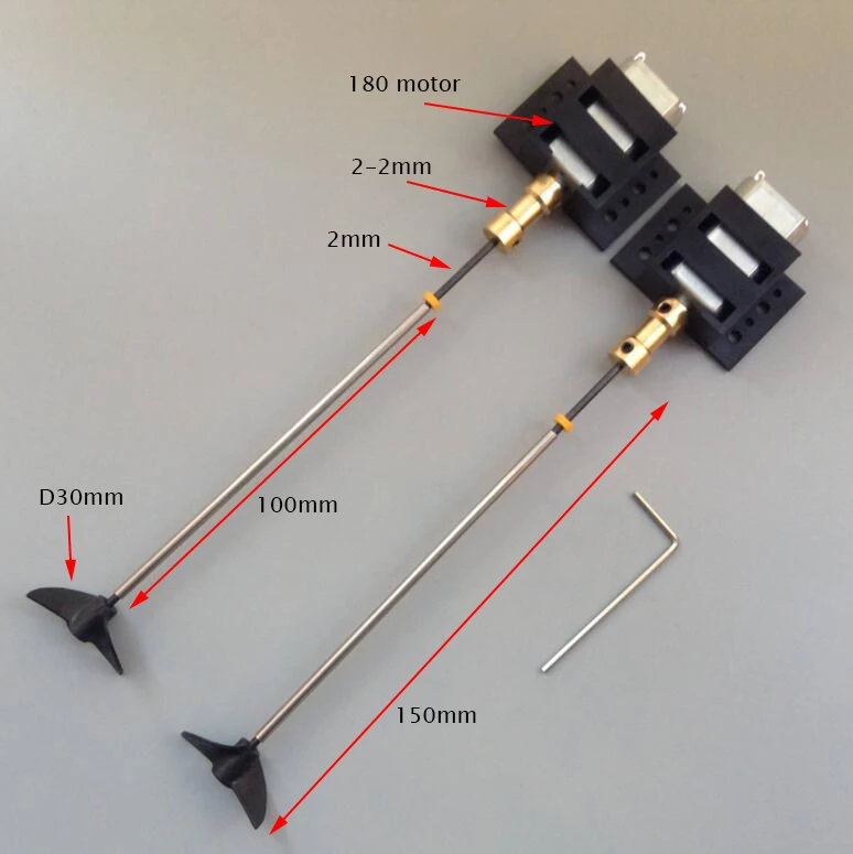 1 Pair 180 Boat Motor W Shaft Propeller Brass Couplers Motor Mount Kit